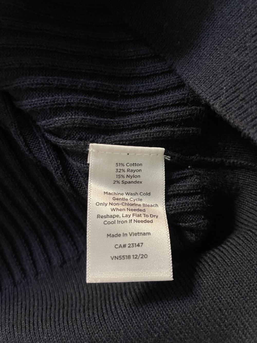 Talbots Navy Short-Sleeve Ribbed Crewneck Sweater - Picture 6 of 6